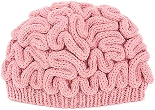 Unisex Handgefertigte Strickmütze Gehirn Beanie Cap Kreative Neuheit Halloween Hut Rosa, Unisex Kreative Handgemachte Strickmütze Gehirnmütze, Einzigartige Denkmütze Halloween Hut Rosa, Rose von Siapodan