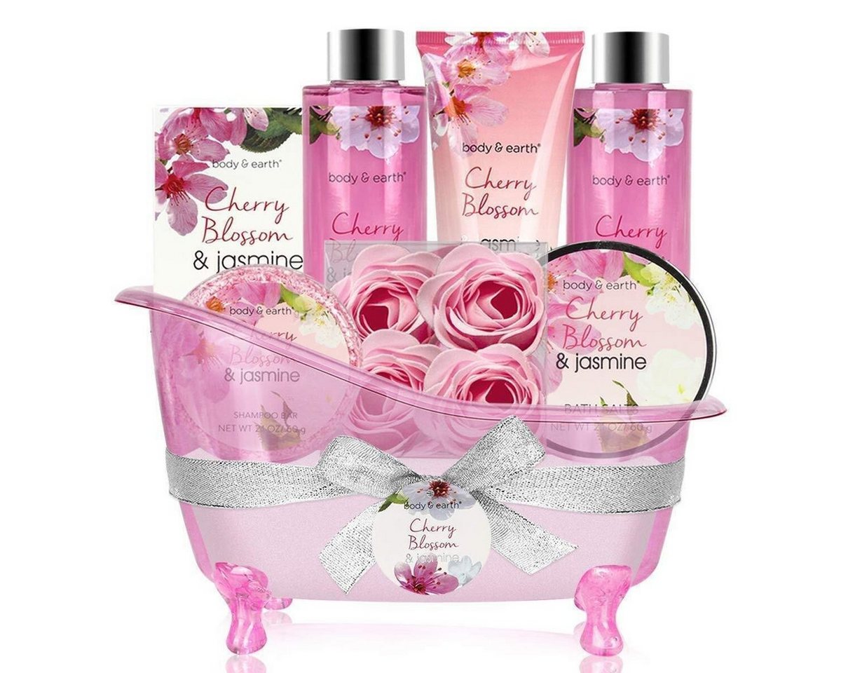 BODY & EARTH Pflege-Geschenkset Pflege-Geschenkset Wellness Set für Frauen Spa Badgeschenk, 8-tlg, 8-tlg., Natürlichem Ätherischen Öl Körperpflege Stressabbau Entspannung von BODY & EARTH