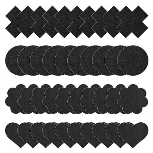 40 Stück Einweg Brustabdeckungen Brustwarzenabdeckungen 4 Stile Brustwarzenabdeckungen Selbstklebendes BH Pad Nicht Sichtbare Satin Brustblütenblätter Aufkleber für Frauen Mädchen (Schwarz) von Sibba