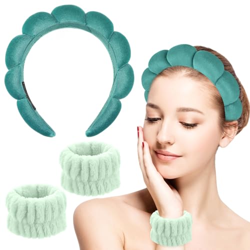 Sibba Schwamm Stirnband Set Zum Waschen Des Gesichts Make-up Stirnbänder Für Frauen Und Mädchen Hautpflege Make-up Entfernung Waschen Spa Yoga Sport Dusche Stirnband Frottee Haarband von Sibba