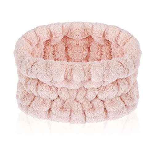 Sibba Spa-Stirnband Zum Waschen Von Gesichtswäsche Make-Up Sport Dusche Breites Haarband Kopfbedeckung Flauschig Stoffkopf Haarband Armband Gesichts-Beauty-Wrap für Frauen und Mädchen (1 Stück Rosa) von Sibba