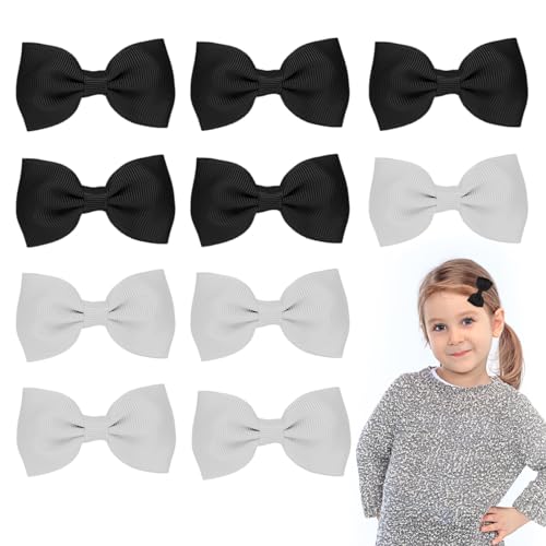 Sibba 10 Stück Baby Haarspangen Mädchen Haarschleifen Clips Krokodilklemmen Haarschmuck Kleinkind Kinder Teenager Kleine Haarnadel Kindertag Styling Zubehör SchleifenbäNder (Schwarz, Weiß) von Sibba