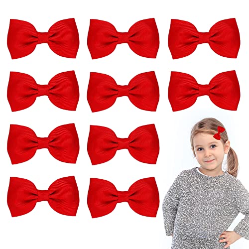 Sibba 10 Stück Baby Haarspangen Mädchen Haarschleifen Clips Krokodilklemmen Haarschmuck Kleinkind Kinder Teenager Kleine Haarnadel Kindertag Styling Zubehör Schleifenbänder (Rot) von Sibba