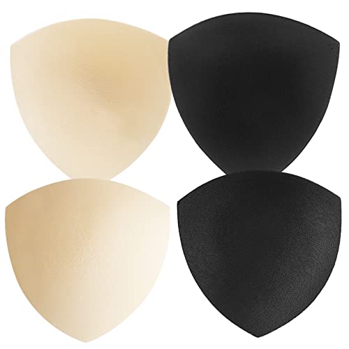 Sibba 2 Paar BH-Pads Damen Triangel BH Pads Einlagen Herausnehmbare Push Up Sport BH Cups Ersatz für Bikini Top Badeanzug für B/C Cup, Hautton/Schwarz, Einheitsgröße von Sibba