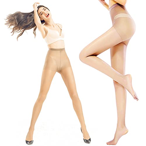 Sibba 2 Paar Strümpfe Strumpfhosen 15D Durchsichtige Leggings Kompression Oberschenkel Hohe Dessous Strumpfband Shaper Kleid Panty Schlauch Bauchkontrolle Strumpfwaren Schimmernde Beine (Nude 60kg) von Sibba