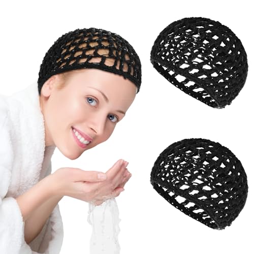 Sibba 2 Stück Häkeln Haarnetz zum Schlafen Mesh Häkel Schlafmützen Haarhaube Bonnet Sleep Cap Schlafende Haarnetze Langes Lockiges Haar Tag Nacht Mütze Geflochtene Haarabdeckung für Damen Mädchen von Sibba
