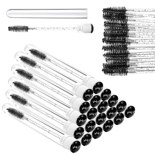 Sibba 20 Stück Wimpernpinsel Mascara Stäbe Wimpernbürsten mit Behälter Augenbrauenpinsel Augenbrauen Lifting Bürste Wimpern Applikator Tubes Wimpernbürstchen Make up Pinsel Wimpernkamm Kosmetikpinsel von Sibba