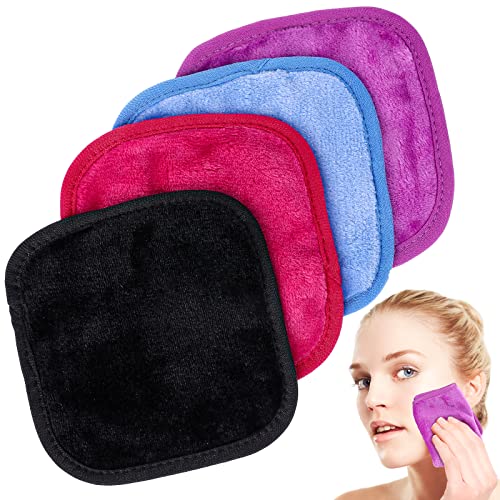 Sibba 4 Stück Make-up-Tuchentferner Wiederverwendbare weiche Mikrofaser-Gesichtswaschpads Waschen Körper Gesichts Tücher Waschlappen Reinigung Abwischen Augenpflege Entfernen Sie kosmetische Lappen von Sibba