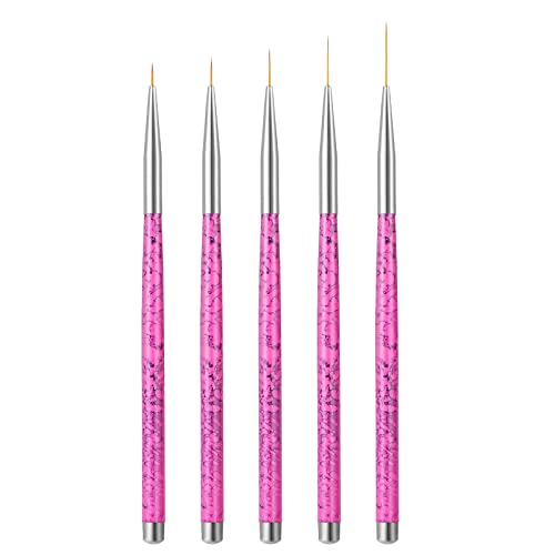 Sibba 5 Stück Eyeliner Pinsel Dünne Feine Spitze Mikropinsel Make up Applikator Lidschatten Werkzeug Kunststoffstäbe Nail Art Malerei Stift Rosa von Sibba