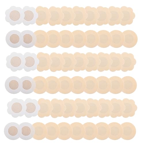 Sibba 60 Stück Nippelpads Nipple Cover Einweg Brustwarzenabdeckung Nipple Pads Tape Brusttape Brust Pads Nippelcover Nippel Cover Brustwarzenabdeckungen Nippelpflaster Nippel Pads Damen, Rund& Blume von Sibba