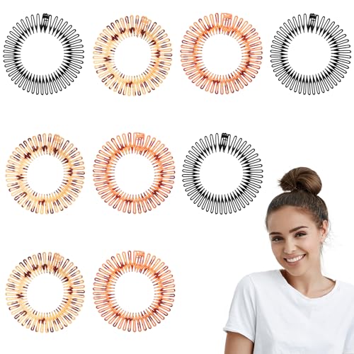 Sibba 9x Kreisförmig Stretch Circle Dehnbarer Kamm Flexibler Kunststoff Haarkamm Kreis Haarbandhalter Stirnband Hair Comb Scrunchies Elastische Kamm-Haarbänder Kopfbänder Frauen Mädchen Stile C von Sibba