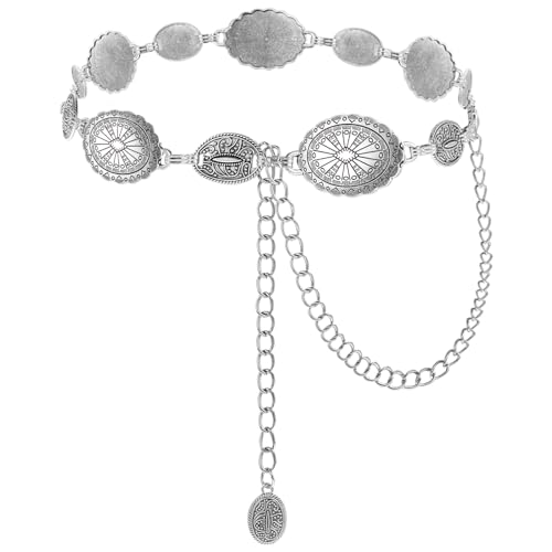 Sibba Damen Kettengürtel Taillenkette Silber Waist Chain Bauchkette Hüftkette Gürtel Punk Gotische Verstellbare Metall Kette Halloween Körperschmuck Taillenschmuck für Frauen Mädchen Kleider Jeans von Sibba
