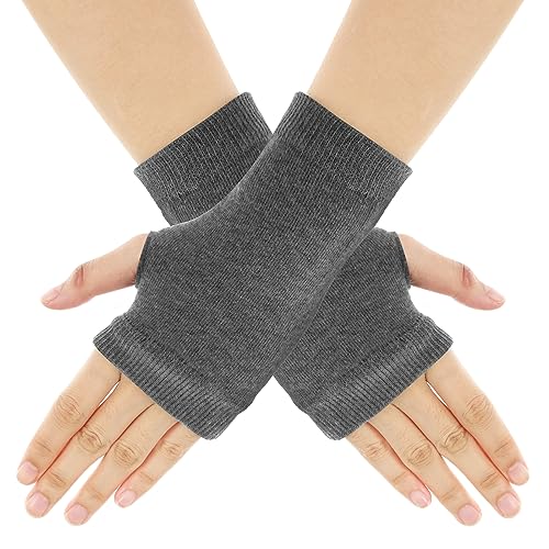 Sibba Fingerlose Handschuhe Damen Gestrickte Stretch Half Finger Gloves Warme Sommerhandschuhe Unisex Half Fingerless Soft Knitted für Oper Tea Party tippen Fahren Handschuhe Halloween Deko (Grau) von Sibba