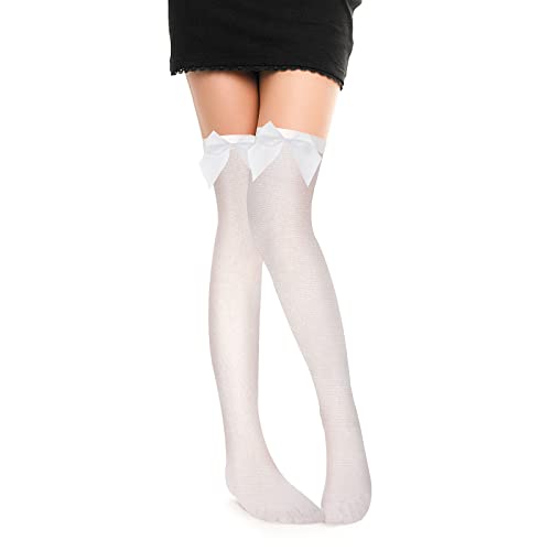 Sibba Hohe Kniestrümpfe lange Strümpfe 1 Paar Halloween Weiße Spitze Schleife Strumpfhose exotische Strumpfwaren Sommer Strumpfbänder Weihnachten Cosplay Party Frauen Mädchen Kleid von Sibba