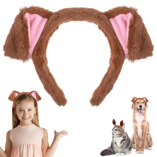 Sibba Hundeohren Tierohren Kopfbedeckung Hund Ohren Stirnband Kinder Cartoon Welpen Ohren Kopfschmuck Hunde Tierkostüm Zubehör Maskeraden Cosplay Kostüm Halloween Haarschmuck Geburtstag Weihnachten von Sibba
