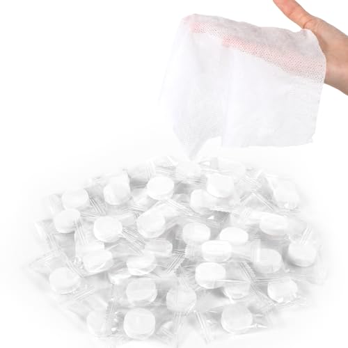 Sibba Komprimierte Handtücher 80 x Einweghandtücher Tabletten für Reisen Papierhandtücher Gesichtstücher Servietten Camping Handtücher Waschlappen Körper Badetücher Expandiert Wasser Camping Outdoor von Sibba