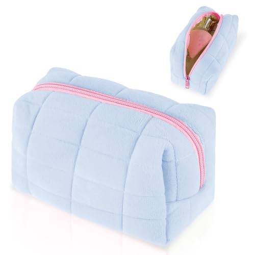 Sibba Kosmetiktasche Tragbare Makeup Tasche Reise-Kulturbeutel für Toilettenartikel Schminktasche Handtasche Damen Mäppchen Makeup Bag Kosmetiktaschen Reißverschluss Organizer Tasche Münztasche Blau von Sibba