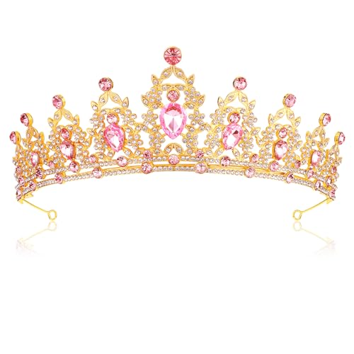 Sibba Krone Damen Kristalle Tiara Kristall-Strass-Stirnband Hochzeit Haarreif für Frauen Braut Diademe für Mädchen Prinzessin Kronekrone Kristallkrone Karneval Kopfschmuck Geburtstag Tiara Haarschmuck von Sibba