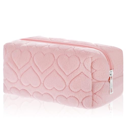 Sibba Make-Up Tasche Geschwollenes Make-Up Kulturtasche Für Frauen Mit Reißverschluss Kosmetiktasche Reisehandtasche Süßer Organizer Reisen Hautpflege Geldbörse Dusche Badezimmer(Rosa,16x10×9 cm) von Sibba