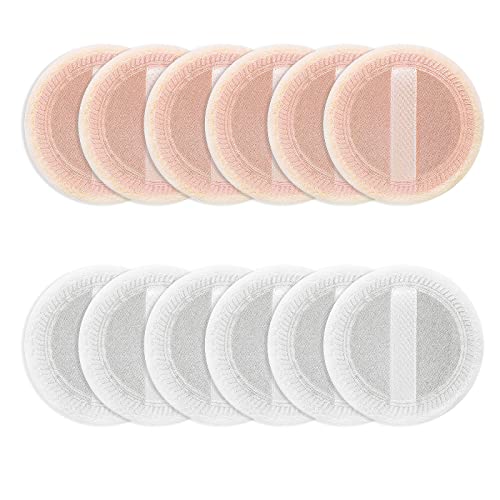 Sibba Makeup Puderquaste 12 Stück Runde Velours Gesicht Schwämmchen Make-up Kompakt Body Container Einstellung Gepresste Mischung Foundation Creme Make Up Band Strap Schwamm Kissen Weiß&Hautfarben von Sibba