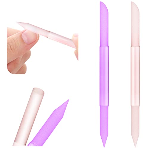 Sibba Nagelhautentferner aus Glas doppelseitiger Nagelhauttrimmer Maniküre-Stick professionelles Präzisionsfeilen abrasive Oberfläche Nagelstudios Set für Frauen Mädchen Zuhause (2 Stück Pink Lila) von Sibba