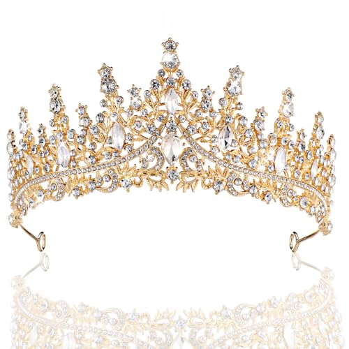 Sibba Tiara Krone Hochzeit Diadem Frauen Strass Kristall Königin Tiara Braut Prinzessin Stirnband Krone Haarschmuck Kronen Damen Kopfbedeckung Crown für Geburtstag Party Festzüge Prom Abschlussball von Sibba