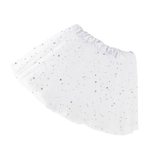 Sibba Tutu Rock Mädchen Ballettanzug Tanzoutfit Lagen Tüll Pailletten Stern Tutu Skorts Glänzendes Kleid Prinzessinnenröcke Glitzernder Atmungsaktiver Rock Weihnachtsauftritte Partys Tanzen Weiß von Sibba