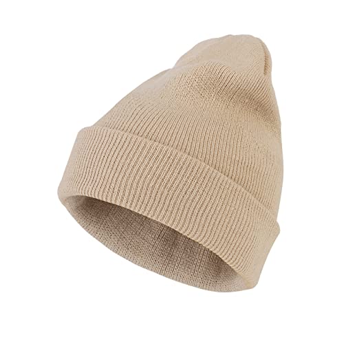 Sibba Unisex Beanie Mütze Weich Leicht Winter Strick Manschetten Mützen Fischer Beanie Warm Winddicht Skull Cap für Männer und Frauen Beige von Sibba