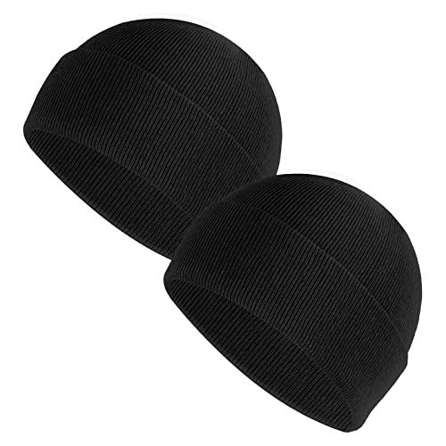 Sibba Unisex Mütze 2-teilige Weich leicht Winter gestrickt mit Bündchen Fischermütze warm Winddicht Totenkopfmütze für Männer und Frauen Schwarz von Sibba