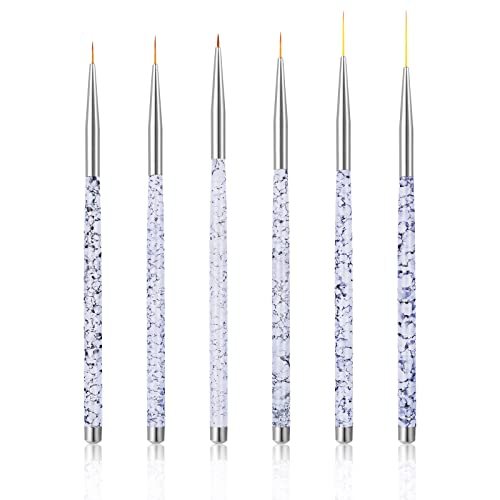 Sibba 6 Stück Wasseraktivierter Eyeliner Pinsel Applikatoren Augen Make-Up Abgewinkelt Feine Spitze Kunststoffstäbe Werkzeug Kleine Palette Mikro-Dünne Augenbrauen-Set Nagelkunst Malstift Transparent von Sibba