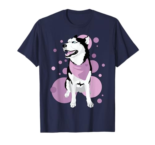 Niedliches sibirisches Husky-Mädchen mit rosa Bandana T-Shirt von Sibe Tee