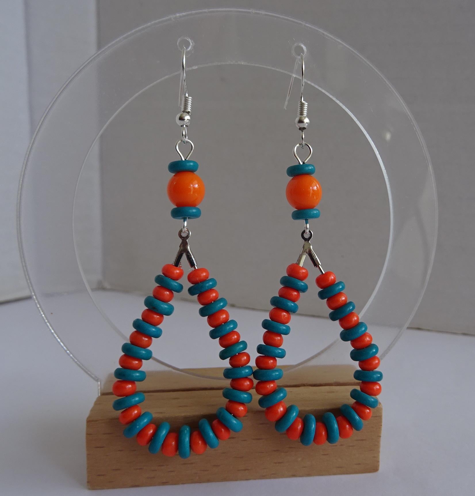Bunte Tropfen Kreolen, Ibiza Style, Orange, Ohrhänger, Chandeliers, Perlen, Boho Silberohrhaken Bunte Tropfen Kreolen, Ibiza Style, Orange, Ohrhänger, Chandeliers, Perlen, Boho Silberohrhaken von SibeaDesign