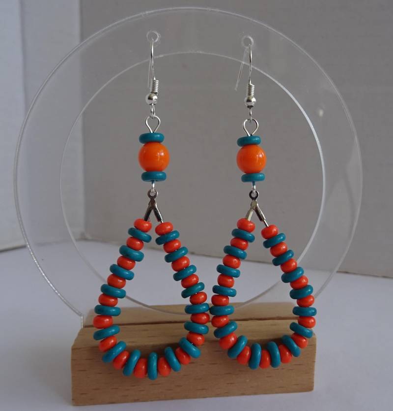 Bunte Tropfen Kreolen, Ibiza Style, Orange, Ohrhänger, Chandeliers, Perlen, Boho Silberohrhaken Bunte Tropfen Kreolen, Ibiza Style, Orange, Ohrhänger, Chandeliers, Perlen, Boho Silberohrhaken von SibeaDesign