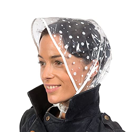Sibel Unisex Mütze mit weißen Punkten, Polyester, Wasserfest, Frühling/Herbst, Einstellbar, Größe Alpha/L, Casual, Transparent, Polka Dots von Sibel