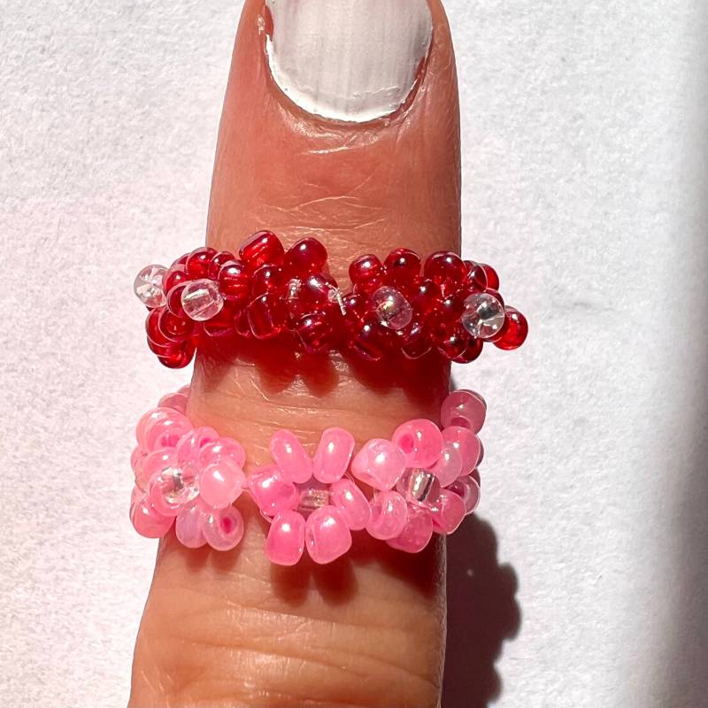 Ringe Blumen Rosa Oder Rot Frei Wählbar S-M Schmuck Frau Geschenk von Sibellajewerly
