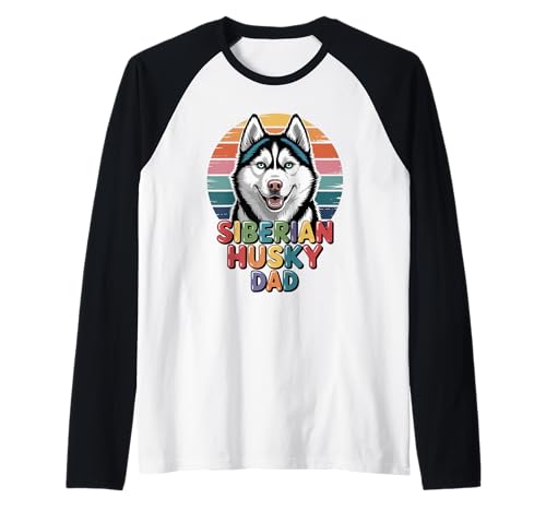 Herren Retro Siberian Husky Dad Siberian Huskies Raglan Herren Retro Siberian Husky Dad Siberian Huskies Raglan von Siberian Husky Lover Gifts