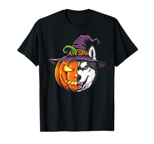 Sibirischer Husky Kürbis Jack O Laterne Halloween Herren Damen T-Shirt von Siberian Husky Lovers Halloween Pumpkin Outfits