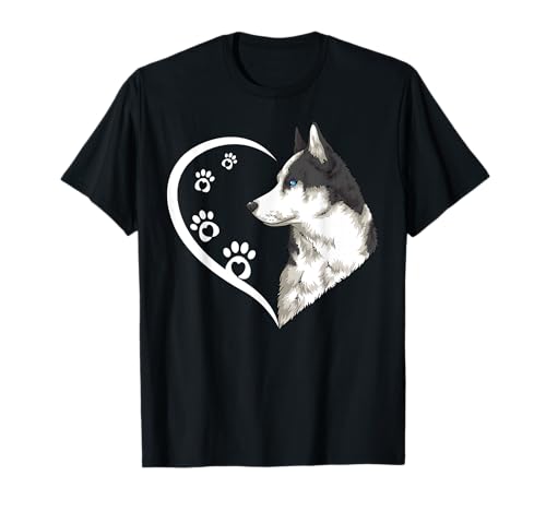 Sibirischer Husky T-Shirts für Frauen Mädchen Husky T-Shirt Herz T-Shirt von Siberian Husky T Shirt & Tees Co