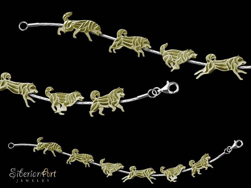 14K Gelbgold Alaskan Malamute Armband Hundeliebhaber Geschenk von SiberianArtJewelry