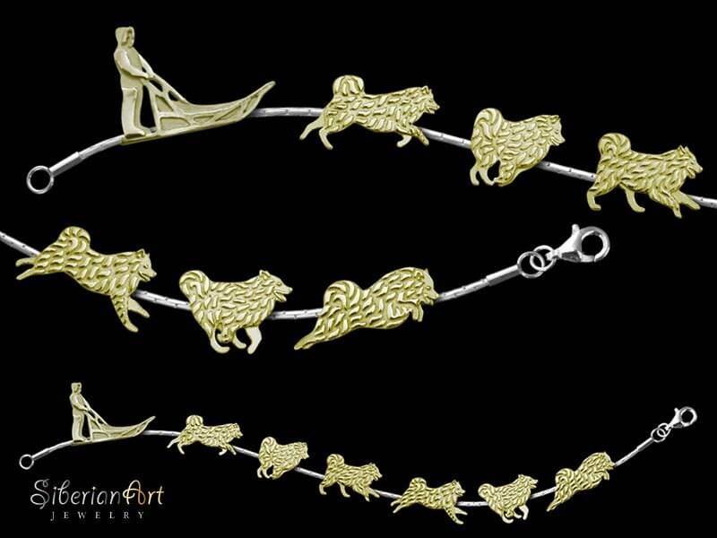 14K Gold Samojede Team Armband Handgemachter Schmuck Für Hundeliebhaber von SiberianArtJewelry