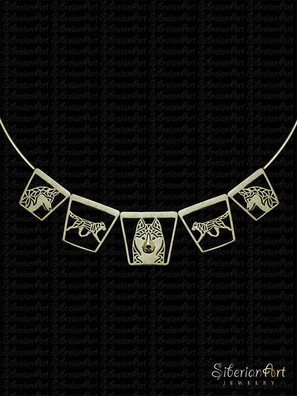 14K Gold Siberian Husky Halskette von SiberianArtJewelry