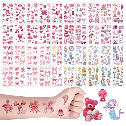 Tattoo, 40 Blätter mit 200+ temporären Kindertattoos für Mädchen – Hautfreundliche & sichere Geschenkbeutel-Füllung bei Kindergeburtstagen & Partys​ von Siblaies