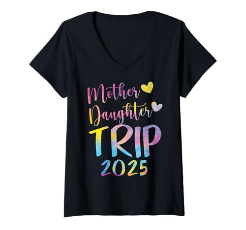 Damen Mutter Tochter Reise 2025 T-Shirt mit V-Ausschnitt von Siblings Trip Mom And Daughter Travel Accessories