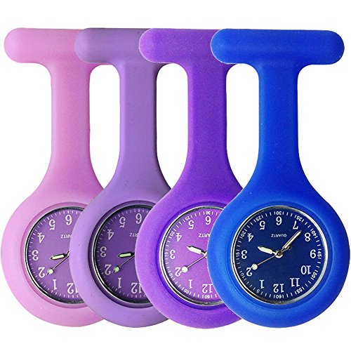 SibyTech Krankenschwesteruhr, Brosche aus Silikon mit Anstecknadel/Clip, leuchtet im Dunkeln, Design zur Infektionskontrolle, Gesundheitspflege, Krankenschwester, Arzt, Sanitäter usw, Navy Purple, von SibyTech