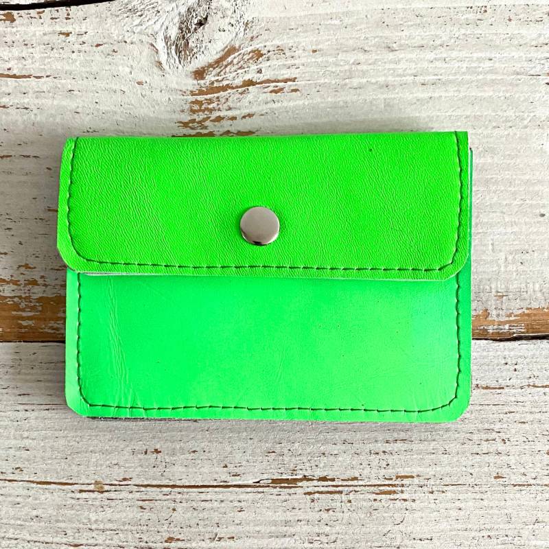 Geldbeutel Neon Grün Mit 5 Fächern Aus Leder Portemonnaie von SibylleDalan