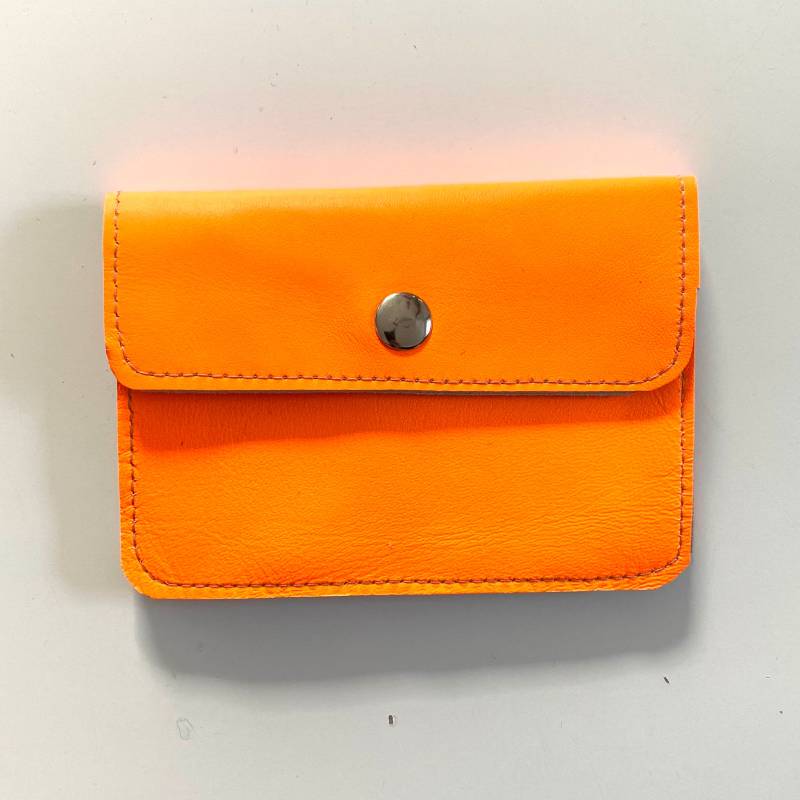 Geldbeutel Neon Orange Mit 5 Fächern Aus Leder Portemonnaie von SibylleDalan