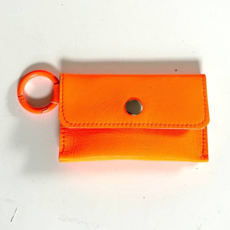 Miniportemonnaie Neon Orange Mit 3 Fächern Aus Echtem Leder Geldbeutel Ring von SibylleDalan