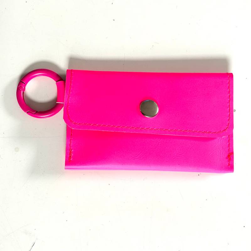 Miniportemonnaie Neon Pink Mit 3 Fächern Aus Echtem Leder Geldbeutel Ring von SibylleDalan