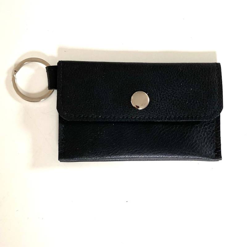 Miniportemonnaie Schwarz Mit 3 Fächern Aus Leder Geldbeutel Ring von SibylleDalan