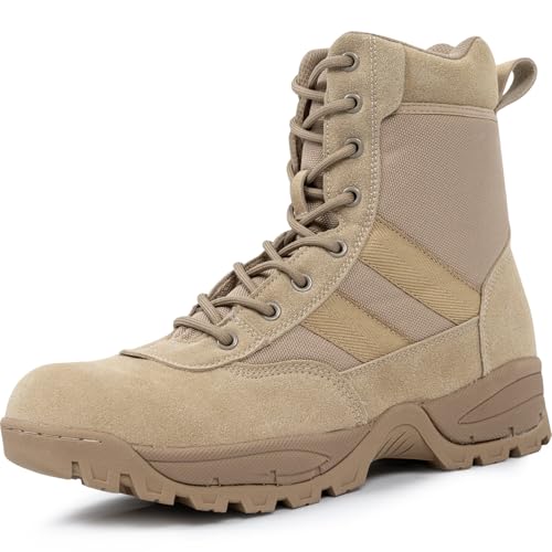 Sicalobo Taktische Stiefel für Herren, mit seitlichem Reißverschluss, 17,8 cm, strapazierfähiges Wildleder, Militär-Arbeitsstiefel, Wanderstiefel, Braun, 44.5 EU Sicalobo Taktische Stiefel für Herren, mit seitlichem Reißverschluss, 17,8 cm, strapazierfähiges Wildleder, Militär-Arbeitsstiefel, Wanderstiefel, Braun, 44.5 EU von Sicalobo
